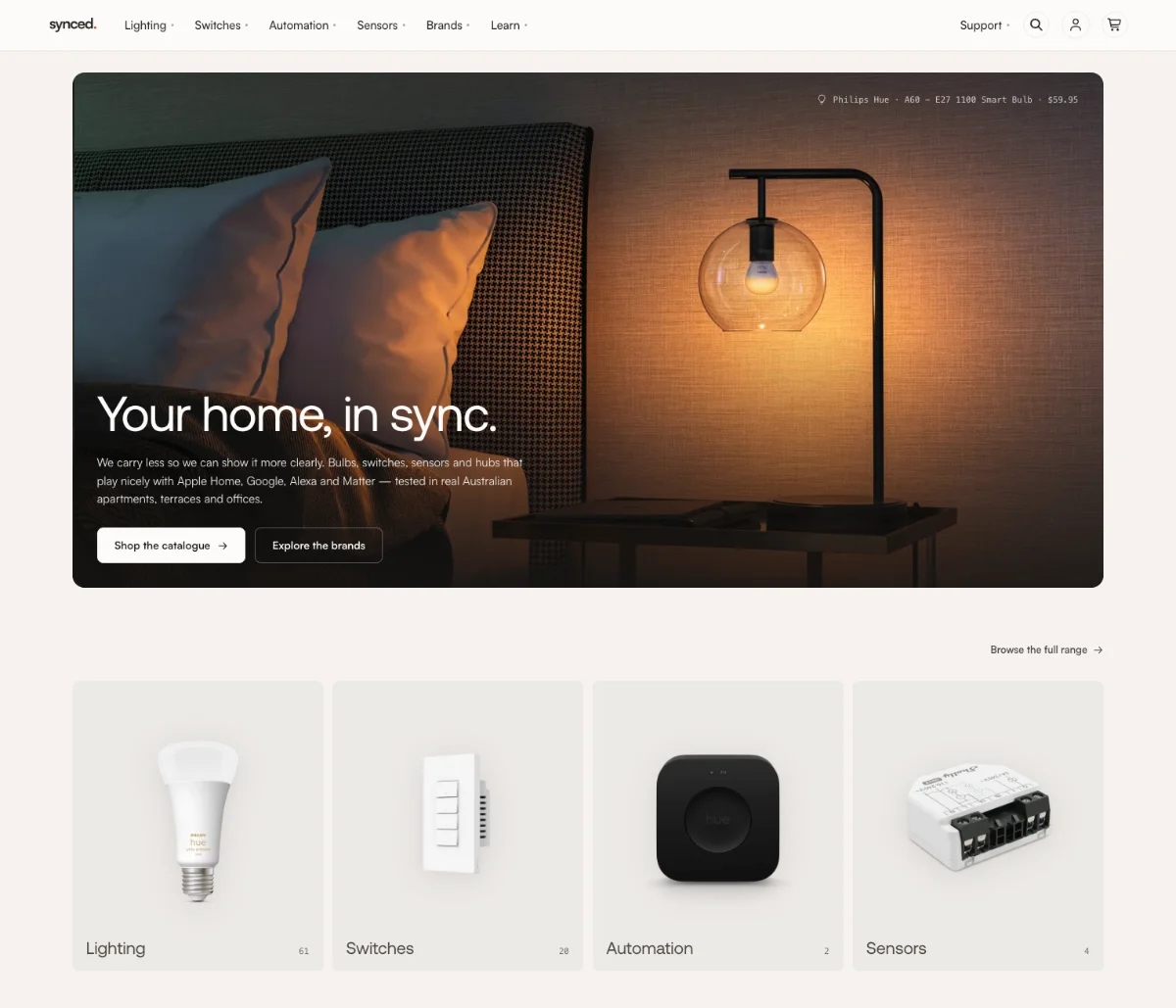 The Synced homepage